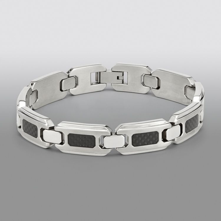 Men's Stainless Steel Carbon Fiber Bracelet