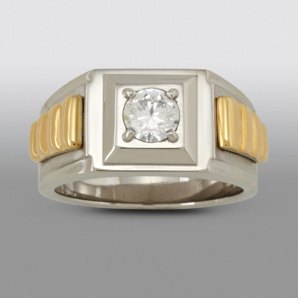 Two-tone Stainless Steel & Cubic Zirconia Ring at Sears.com