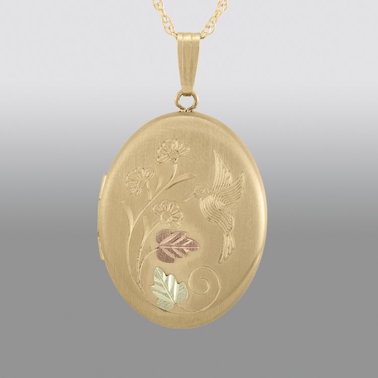 Black Hills Gold Tricolor Gold-Filled Oval Hummingbird Locket at Sears.com