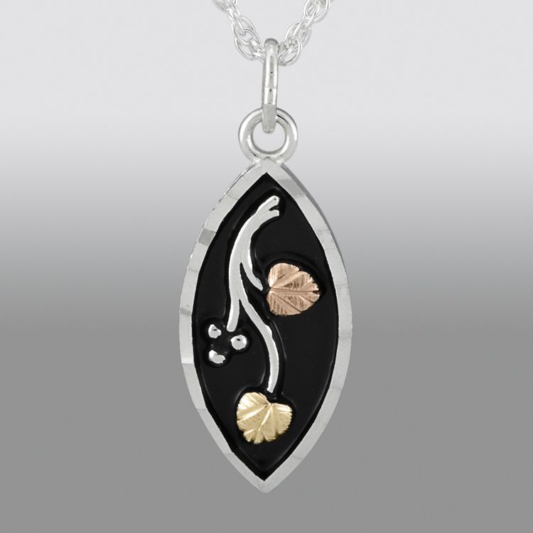 Black Hills Gold&nbsp; Tricolor Sterling Silver Antiqued Pendant