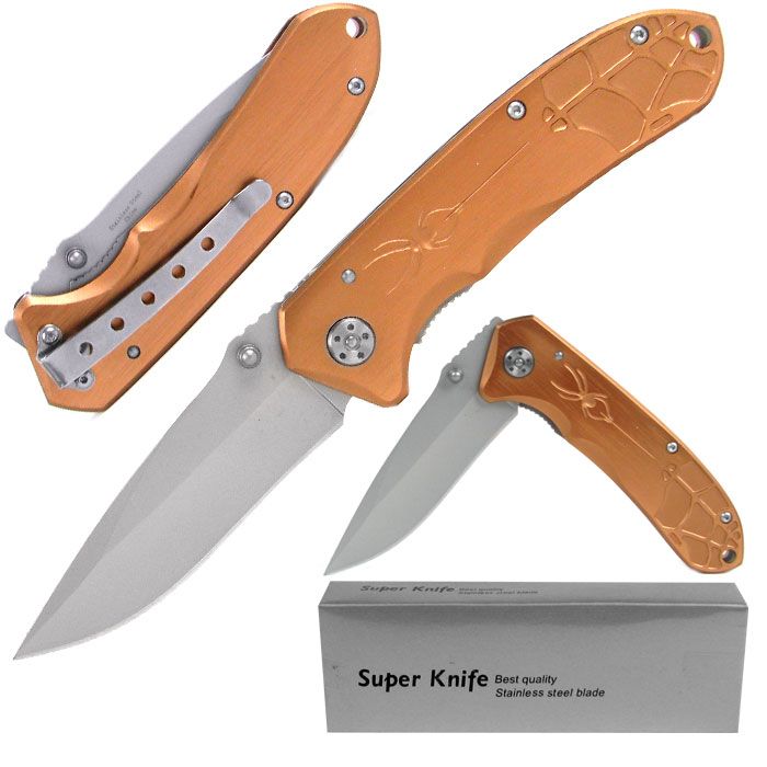 Whetstone Deluxe Bronze Spider Stainless Steel Locking Folder w/ Clip