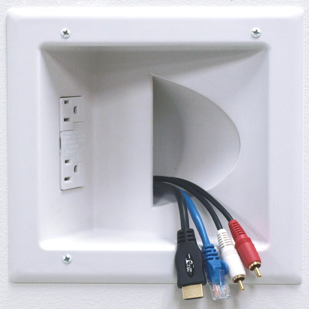 Recessed Low Voltage Media Plate with DPLX Surge S