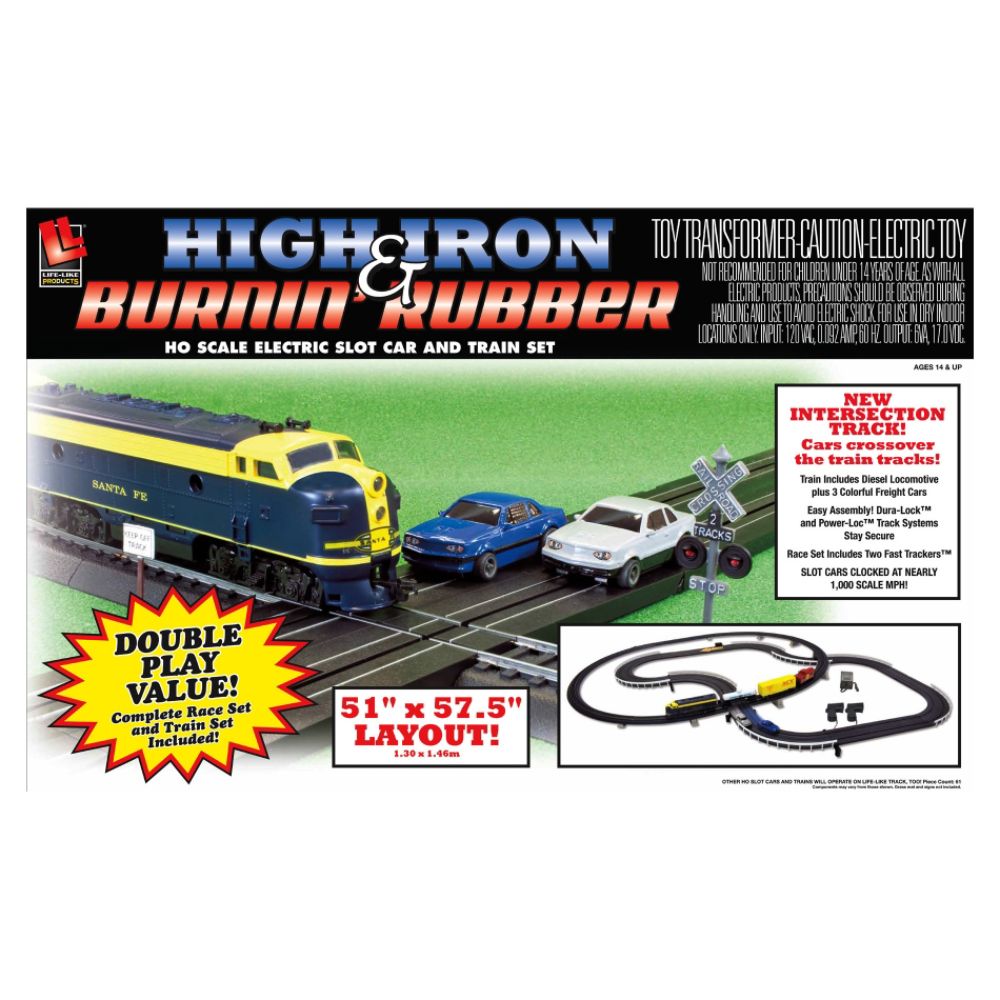 Lifelike NASCAR High Iron and Burnin Rubber Race and Train Set Children's Toys