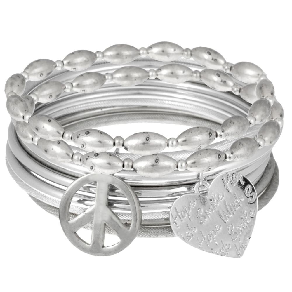 Dream Out Loud by Selena Gomez Silver Peace and Heart Bangles at Kmart.com