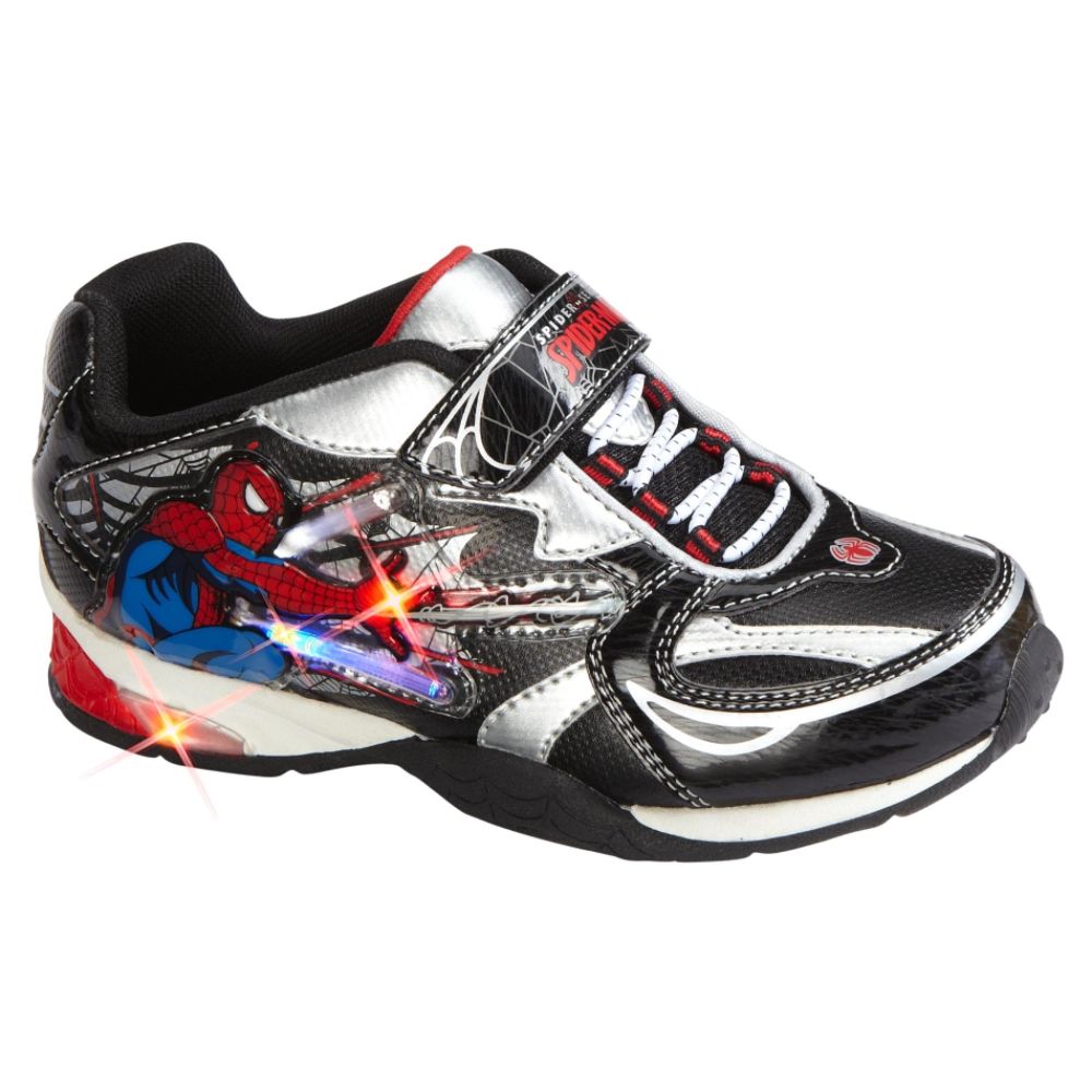 Character Boy's Spiderman Lighted Athletic Shoe - Black/Silver/White at Sears.com