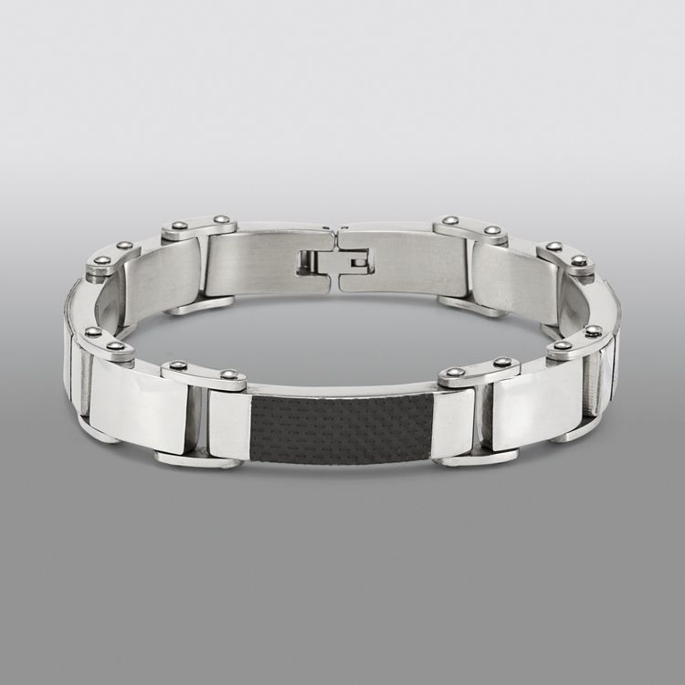 Mens Stainless Steel and Black Plating Bracelet
