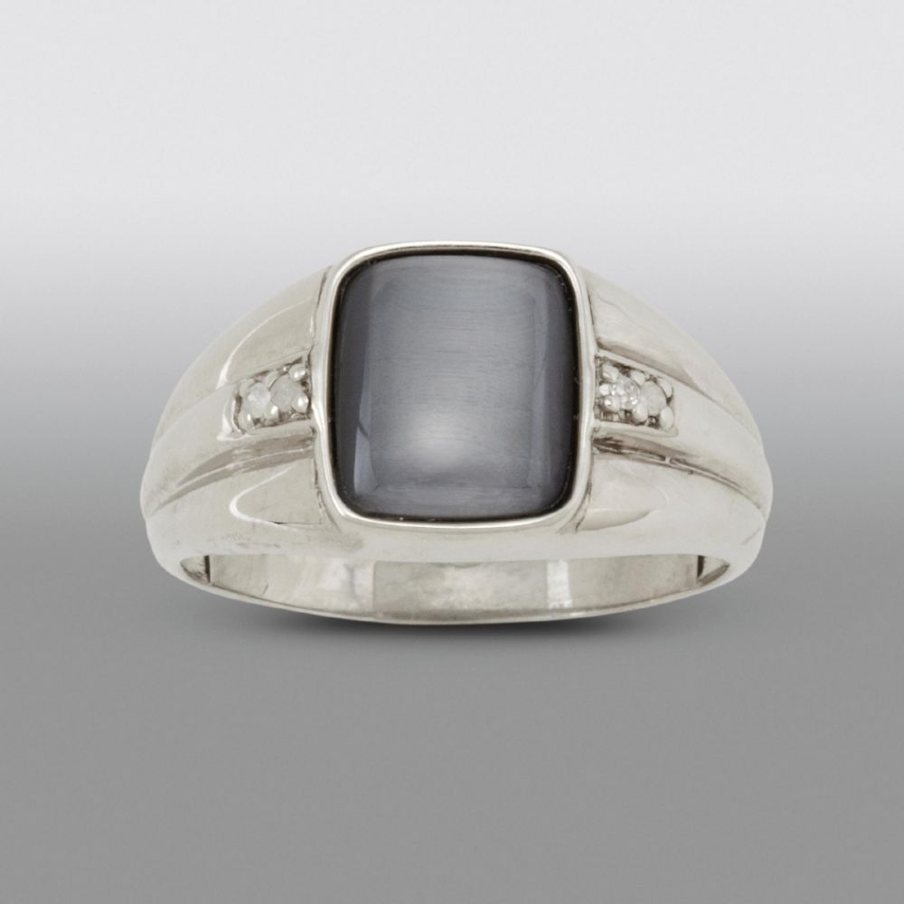Cats Eye and Diamond Accent Mens Ring in 10K White Gold at Sears.com