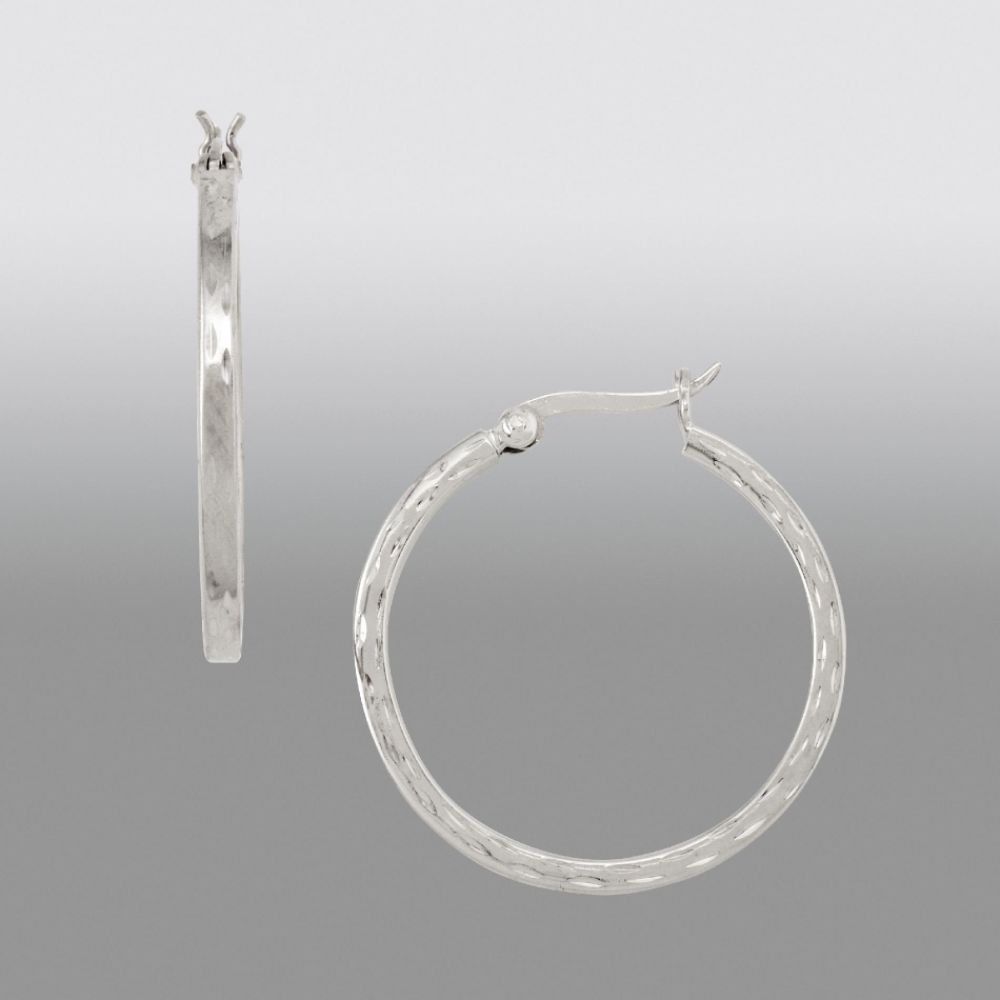Sterling Silver Diamond Cut ².5x31mm Squared Hoop Earrings at Sears.com