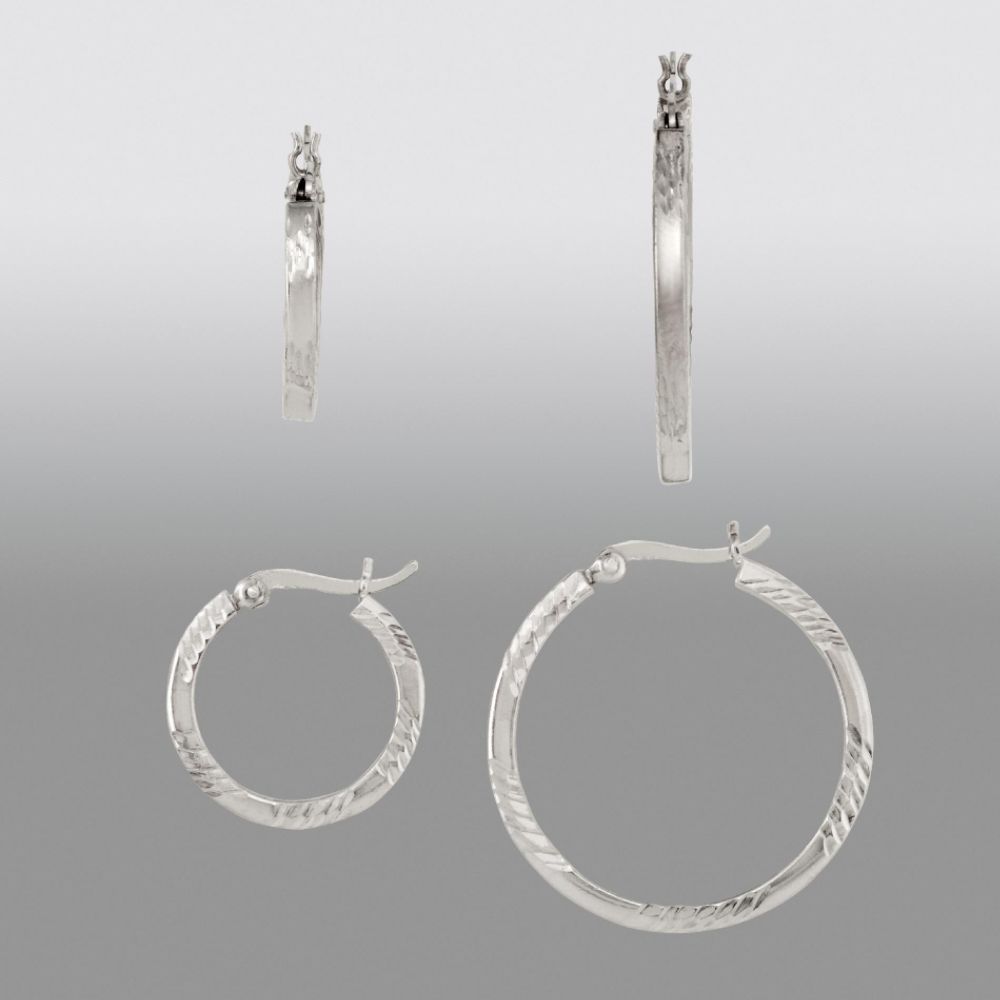 Sterling Silver ²-Pair Polished Candy-Stripe Squared Hoop Earring Set at Sears.com
