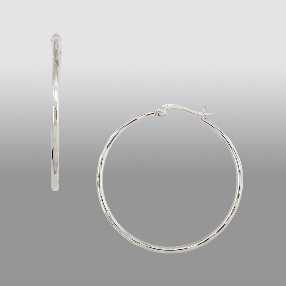 Sterling Silver Diamond Cut ²X40mm Round Hoop Earrings at Sears.com
