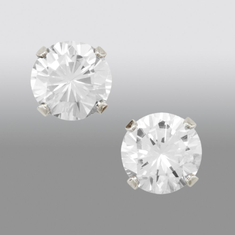 Cubic Zirconia 8 MM Round Stud Earring in Sterling Silver at Kmart.com
