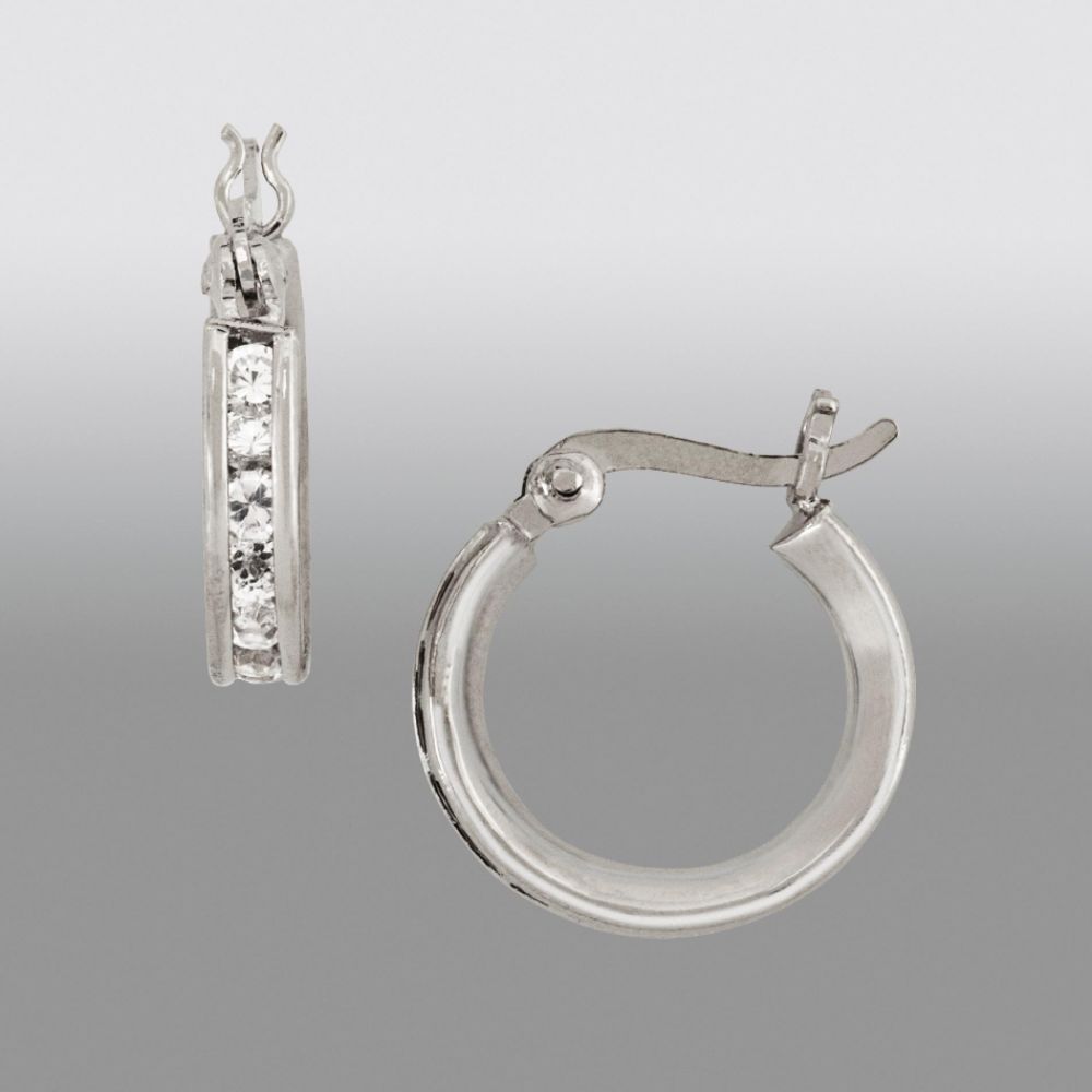 Cubic Zirconia 15 MM All Around Hoop Earing in Sterling Silver at Sears.com