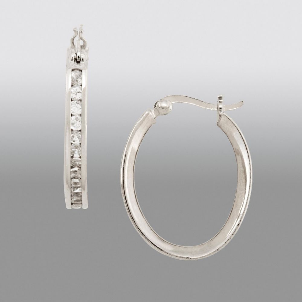 Cubic Zirconia Half Around ²0x²5MM Hoop Earrings in Sterling Silver at Kmart.com