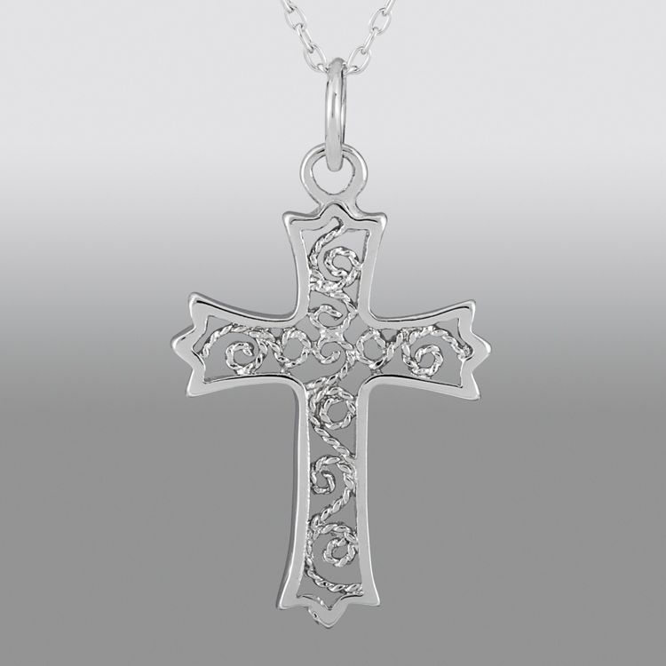 &nbsp; Sterling Silver Filigree Cross Pendant