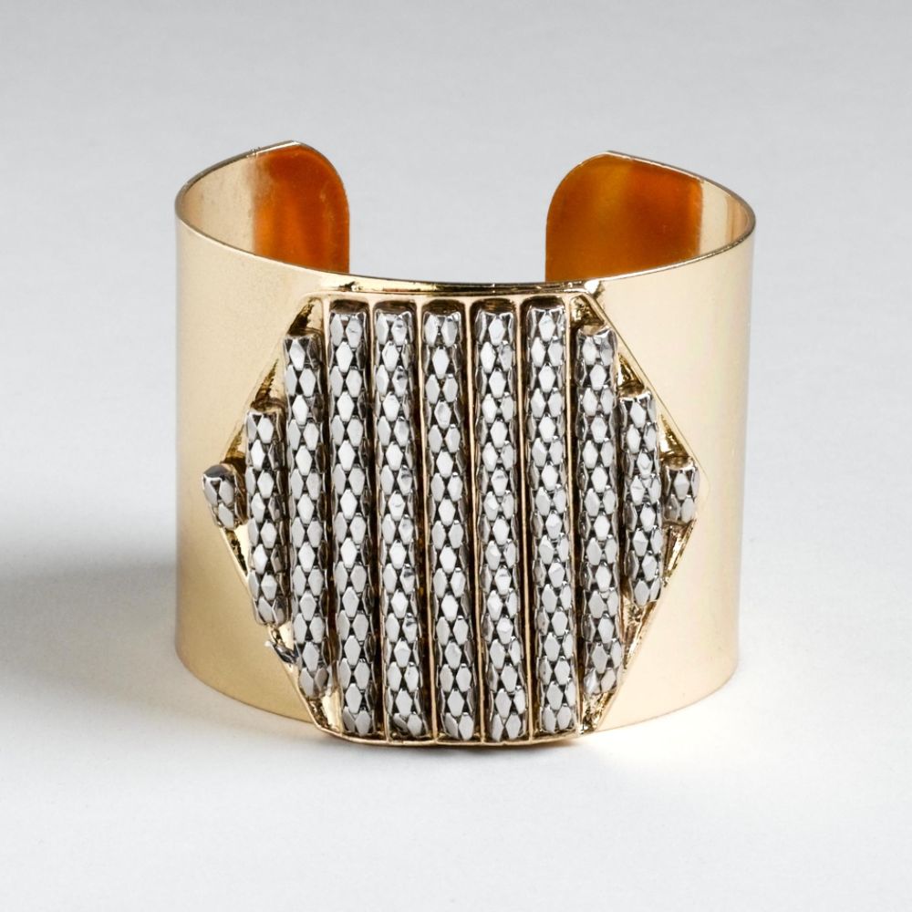 Kardashian Kollection Kardashian Kollection Metal Cuff Bracelet With Hexagon Stone Design
