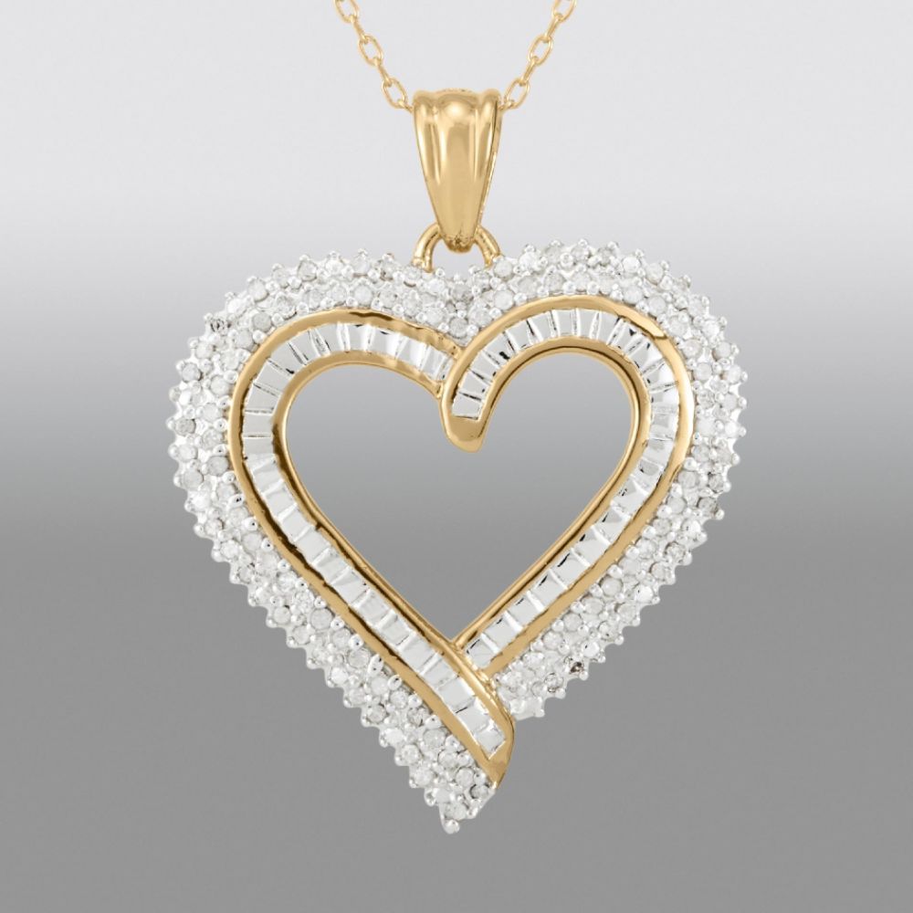 1/2 cttw Diamond Heart Pendant in 18K Gold over Sterling Silver                                                                  at mygofer.com