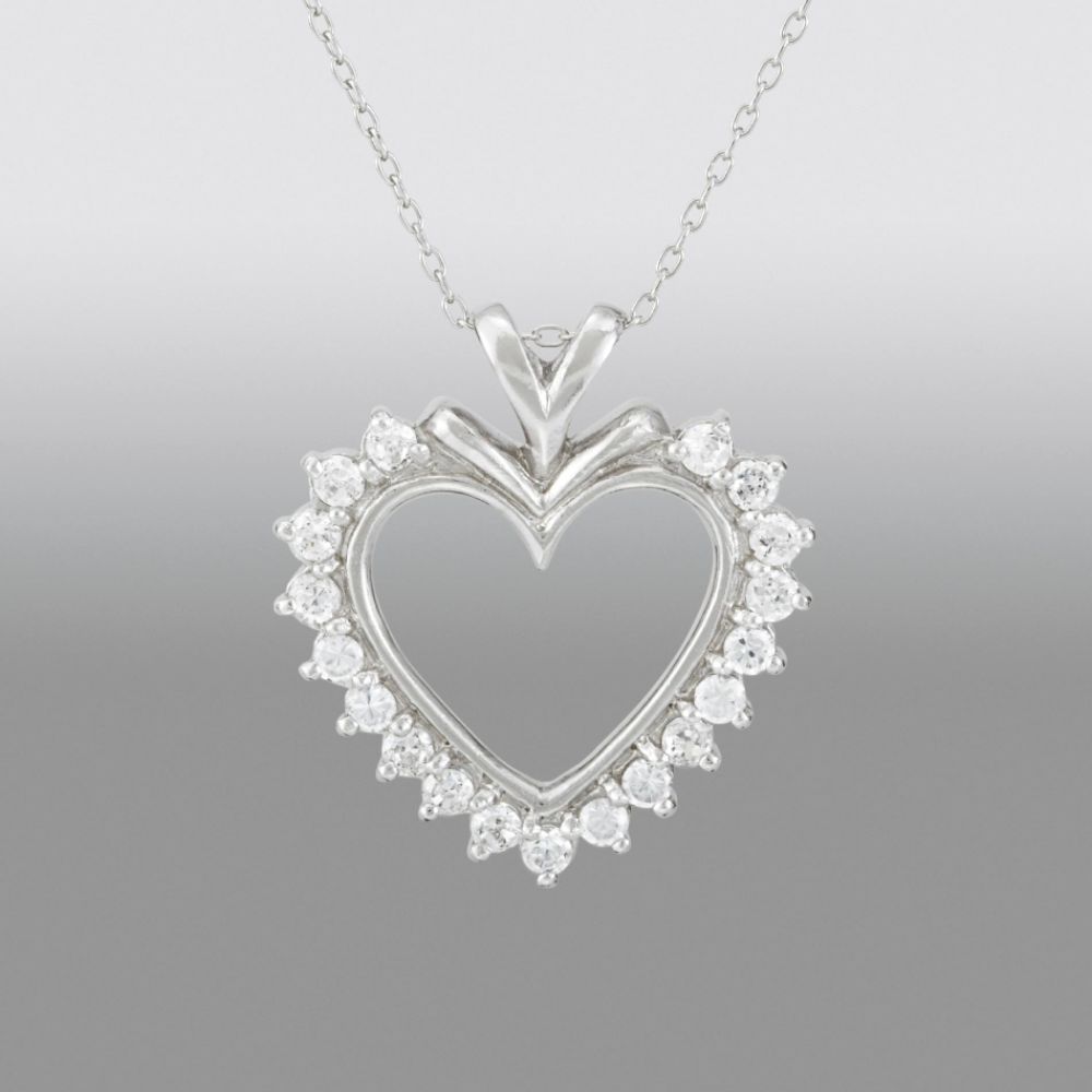 Cubic Zirconia Open Heart Pendant in Sterling Silver at Sears.com