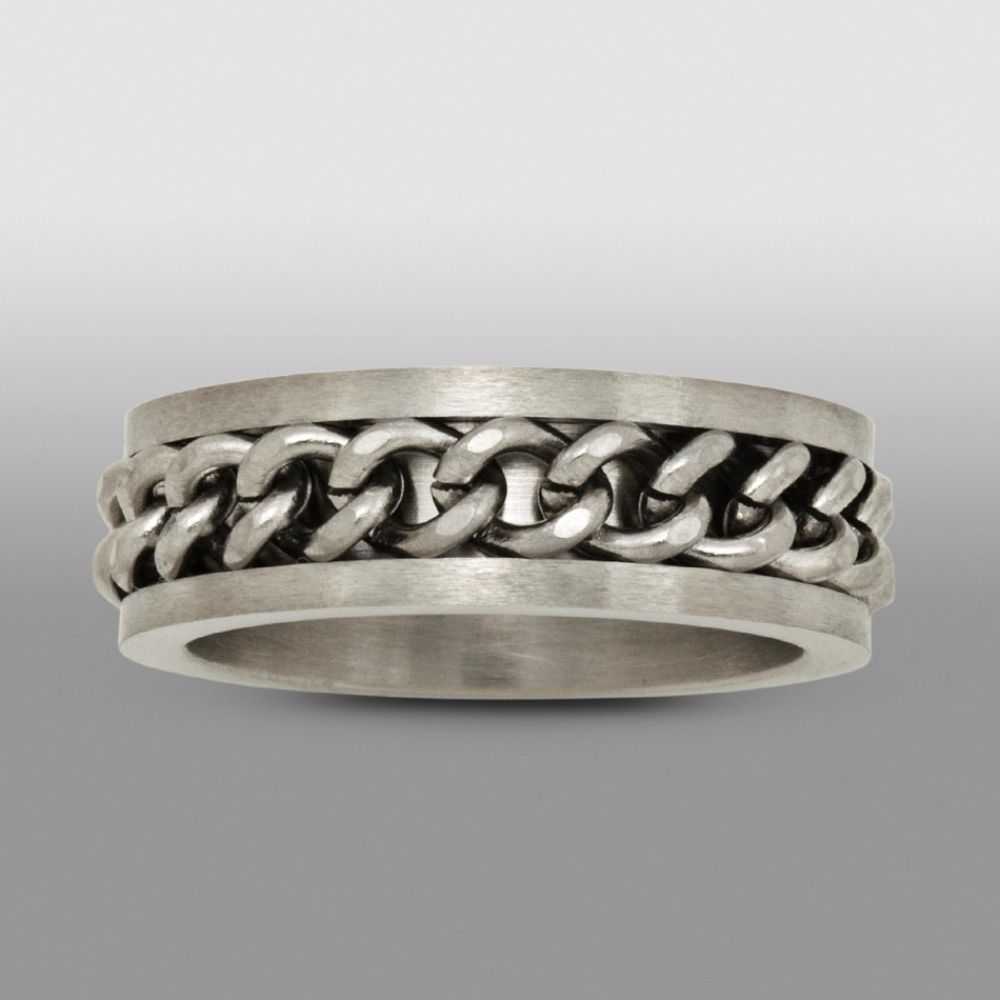 Mens Stainless Steel Rope Detail Ring