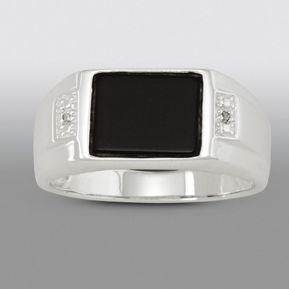Onyx and Diamond Accent Ring in Sterling Silver at Sears.com