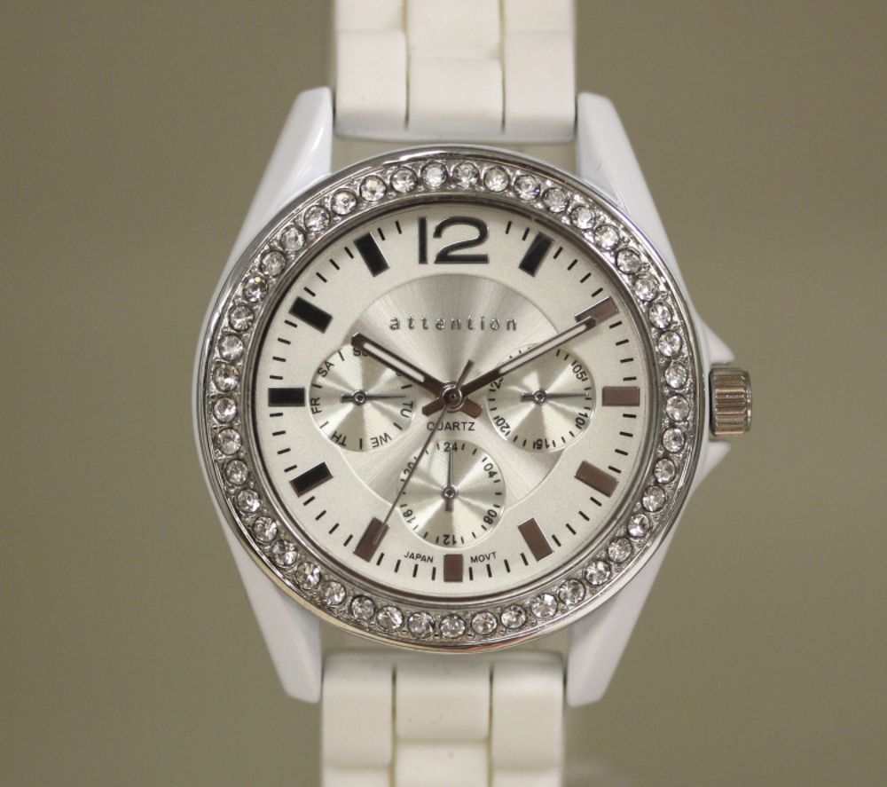 Attention Ladies Calendar Day/Multi Display Watch w/Mother of Pearl Dial and ST Band at Kmart.com