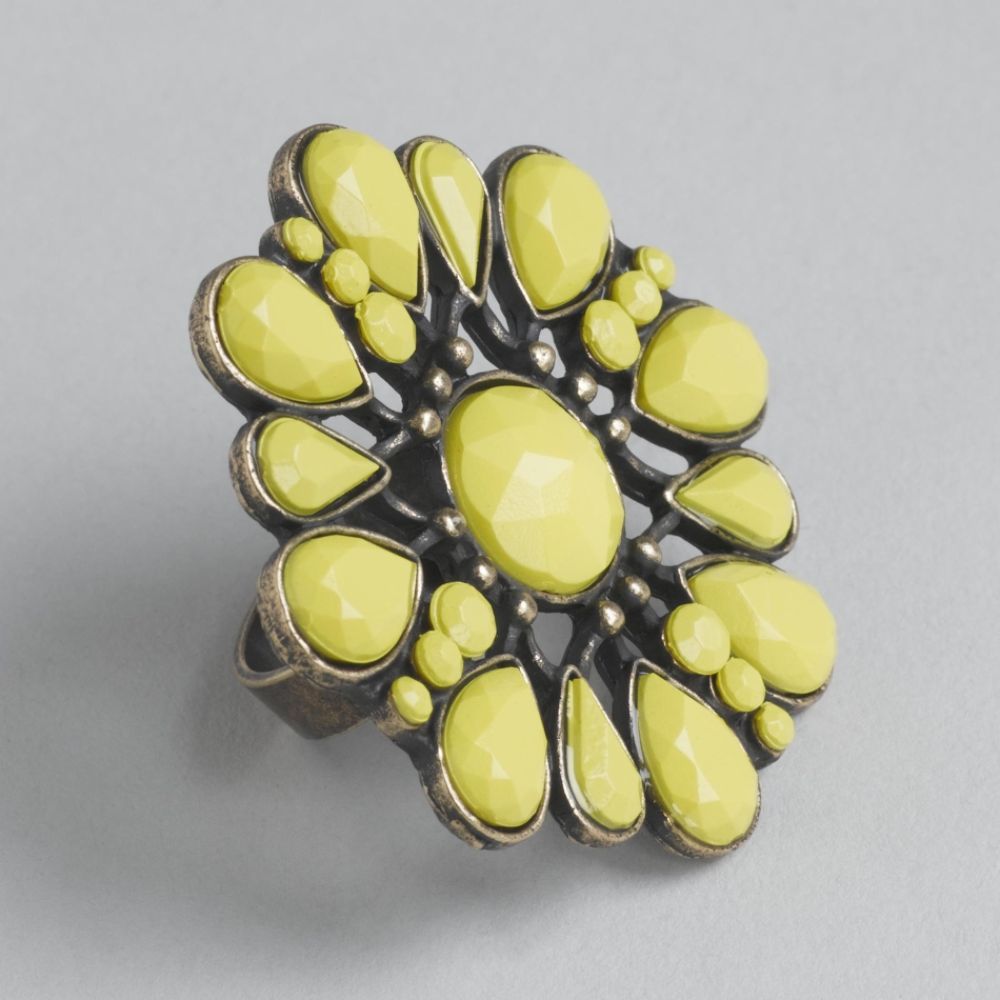 Kardashian Kollection Metal Ring With Faceted Acrylic Stones