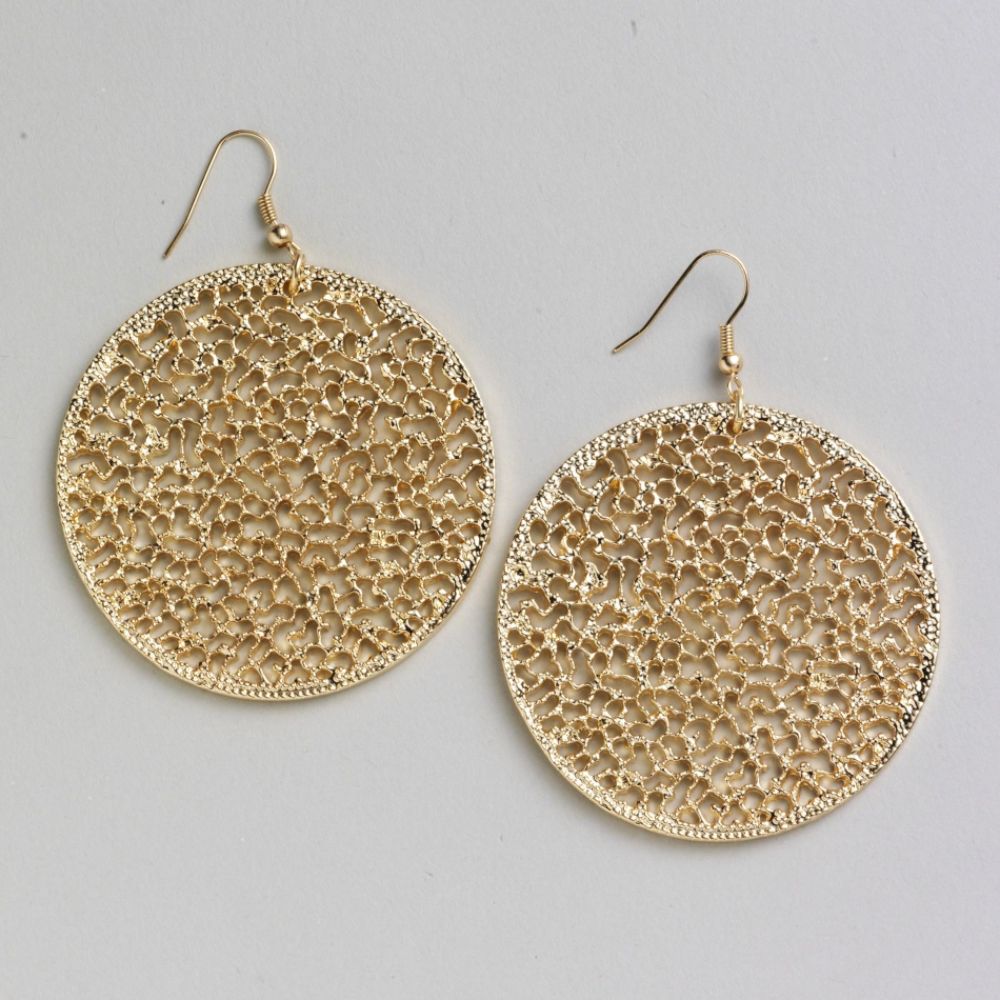 Kardashian Kollection Fish Hook Earring With Metal Openwork Casting Disk