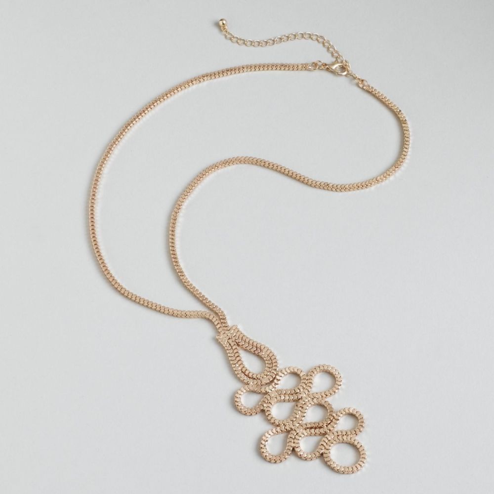 Kardashian Kollection Box Chain Necklace With Box Chain Loop Front