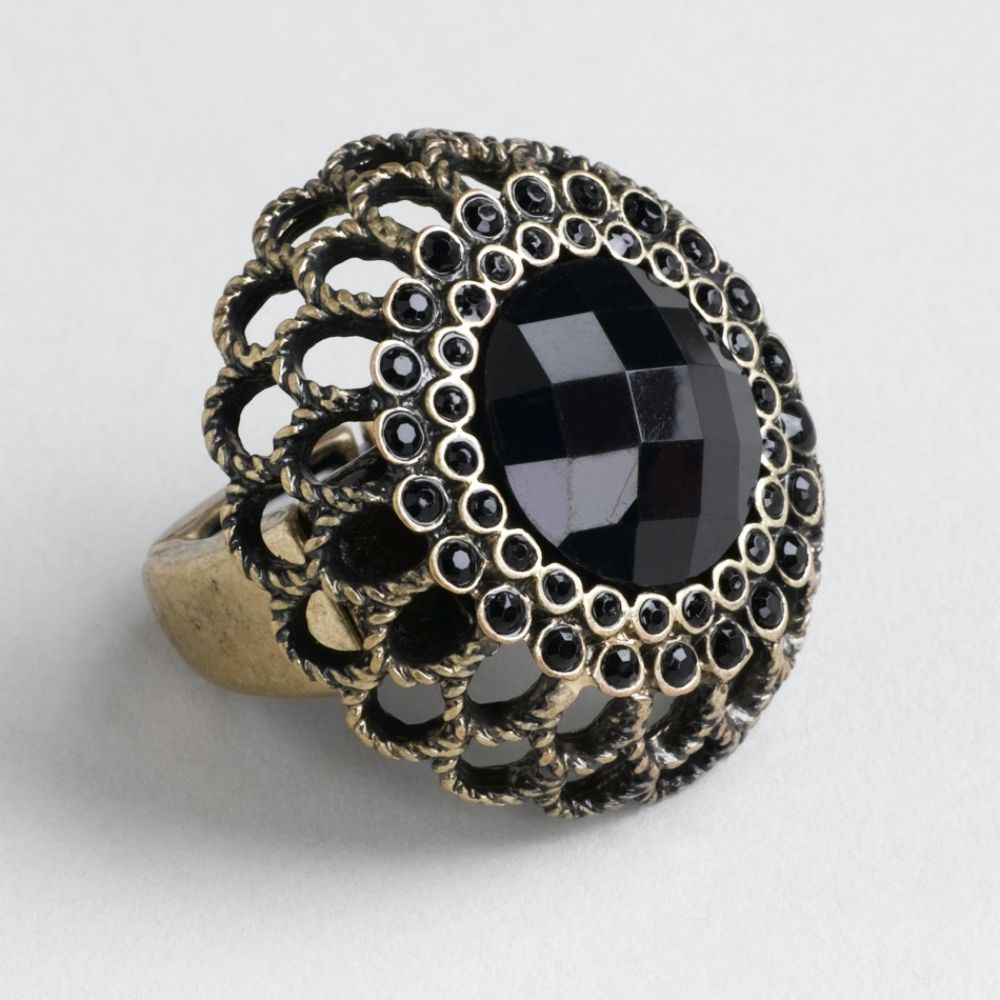 Kardashian Kollection Metal Ring With Glass Crystal Stone And Acrylic