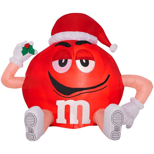 M&m's Airblown Red M&m With Santa Hat