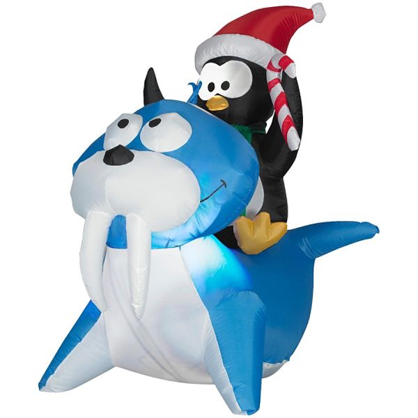 Trim A Home Airblown Scene - Penguin Family On Walrus