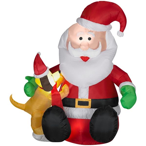 Trim A Home Airblown Scene - Santa With Dog