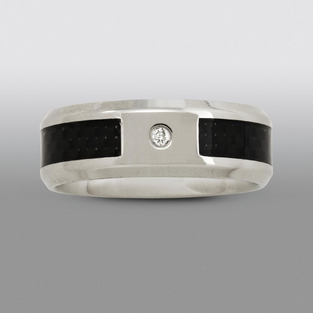 8mm Diamond Accent Wedding Band in Stainless Steel at Sears.com