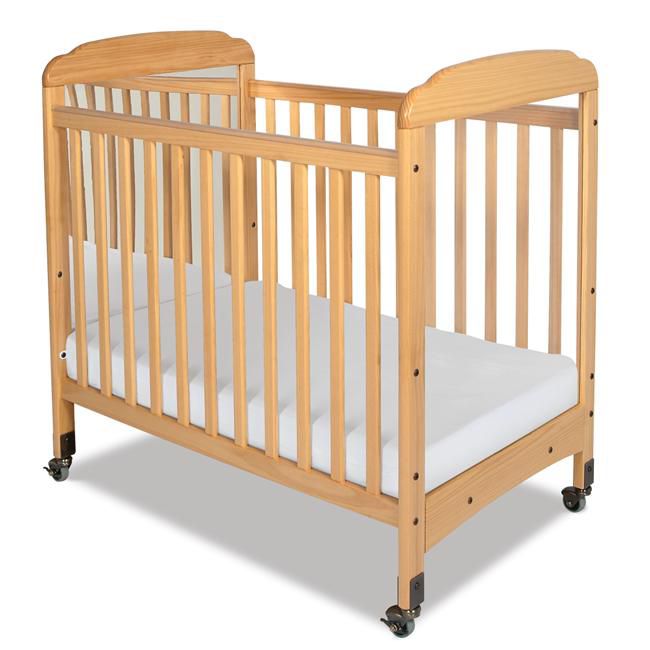 Foundations Serenity, Compact, Fixed Side, Mirror End Crib Natural