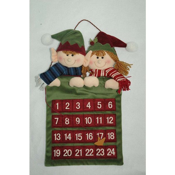 Trim a Home Fabric Elves Calendar Hanger 