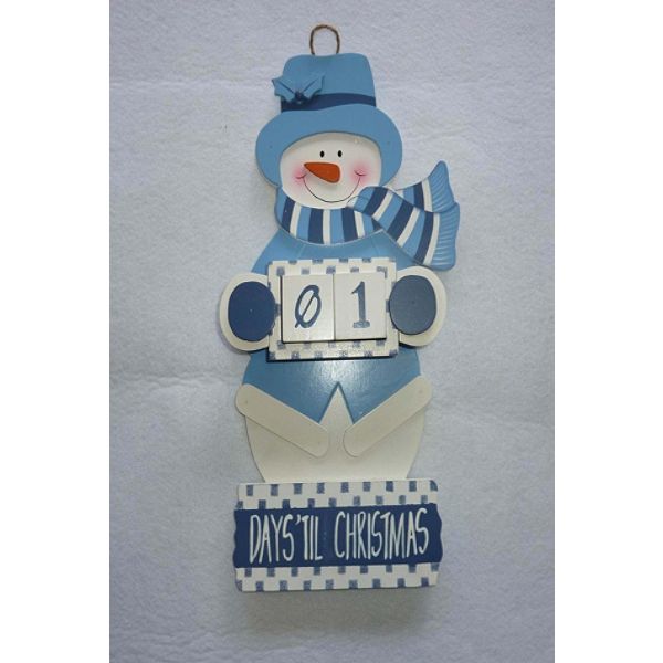 Trim A Home 13.5in Top Hat Snowman Wood Hanging Advent Calendar