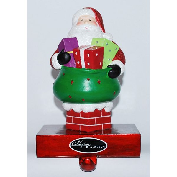 Celebrations By Radko 5.75in Santa In Chimney Stocking Holder