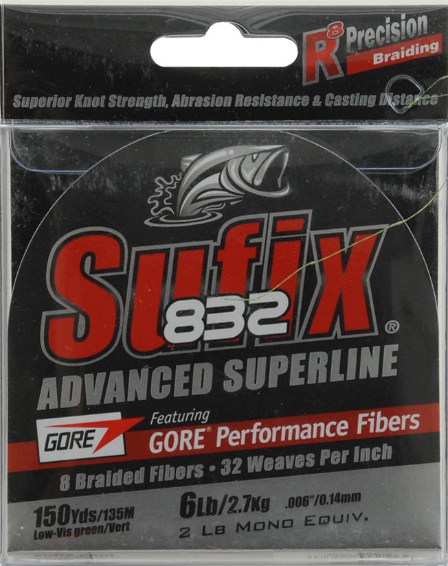 Sufix 832 Braid 6 lb LoVis Green, 150 yds