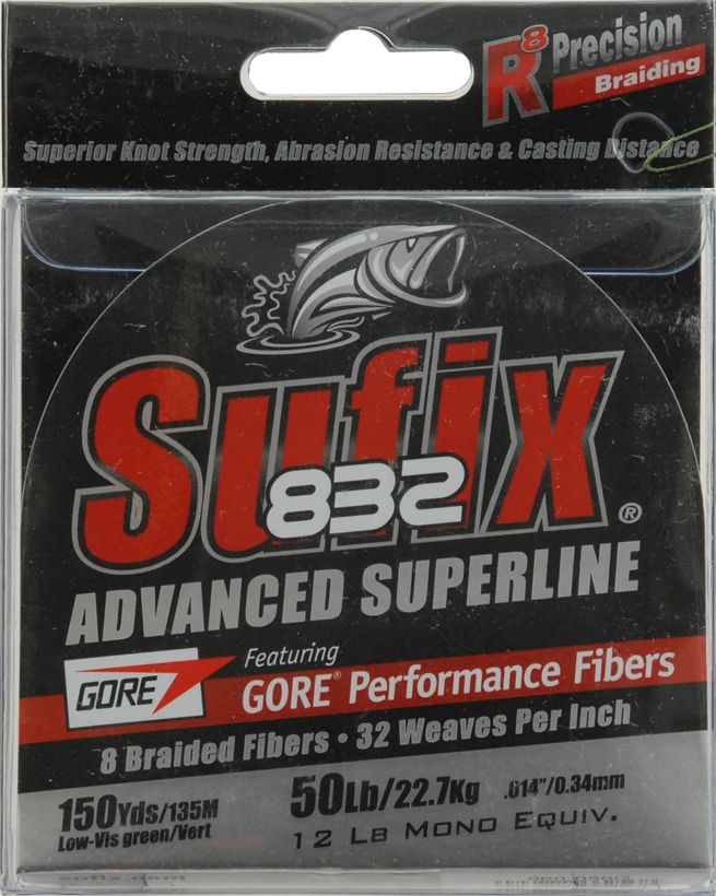 Sufix 832 Braid 50 lb LoVis Green, 150 yds