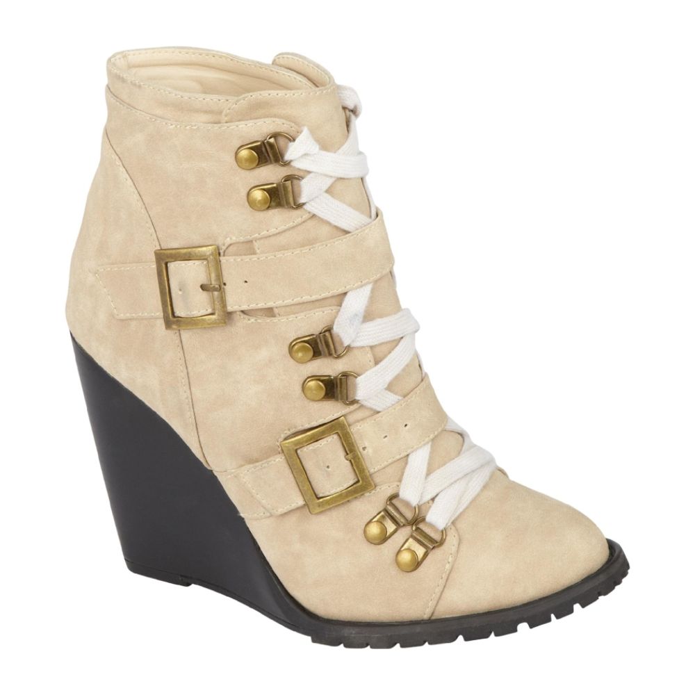 Yoki Women's Bing Wedge Boot - Beige at Kmart.com