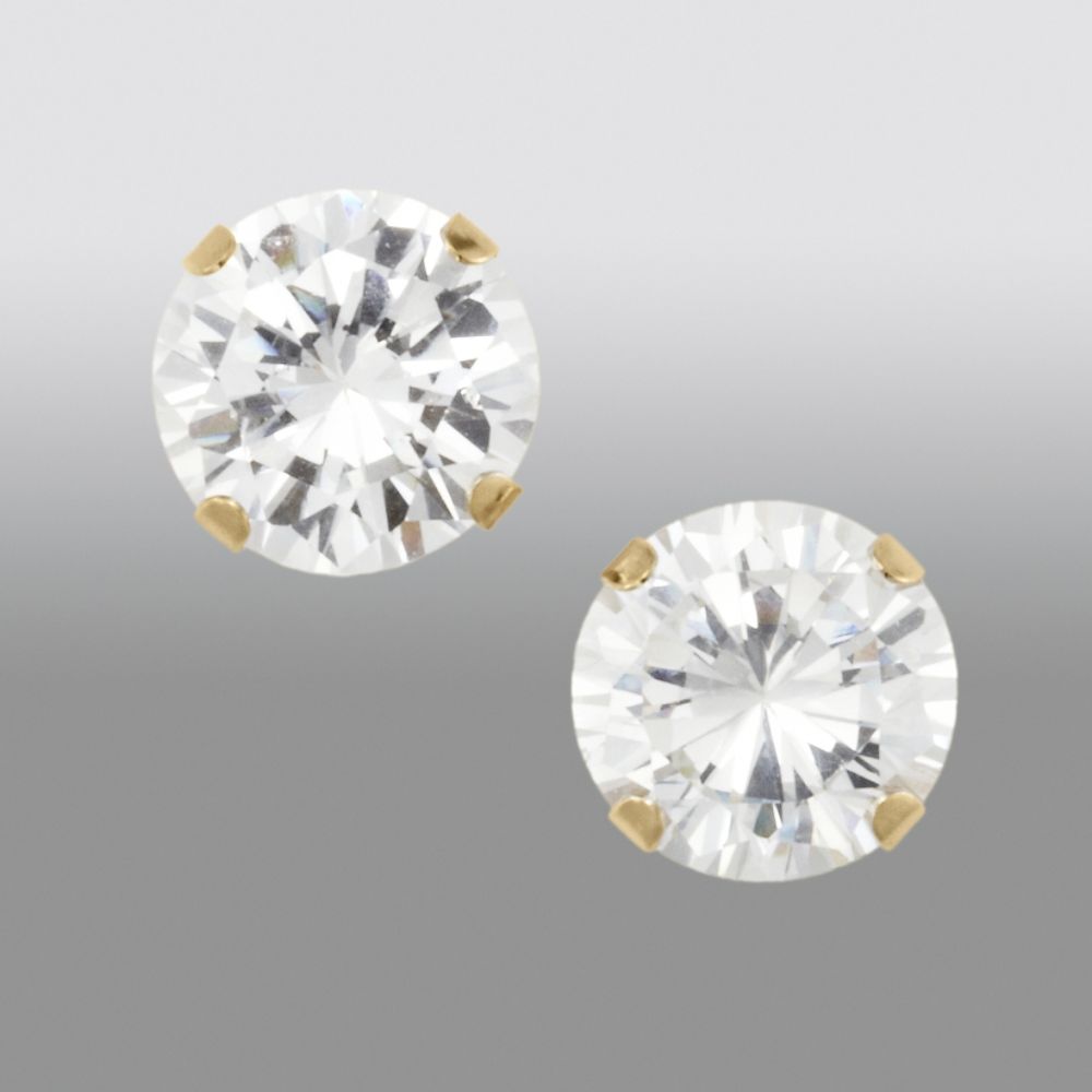 10KT Gold 8mm Round Cubic Zirconia Stud Earrings at Sears.com