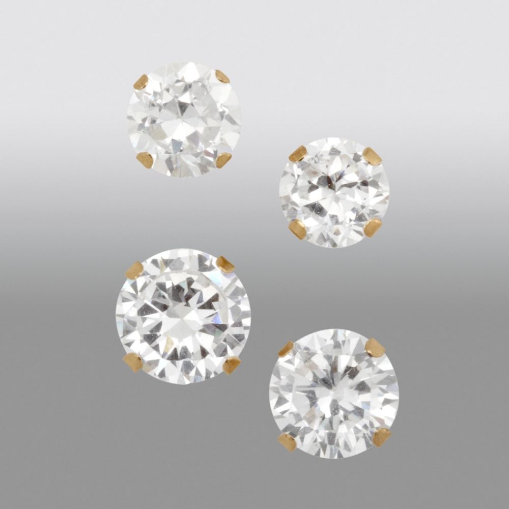 10KT Gold Round Stud Earring Set at Sears.com