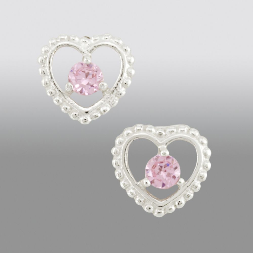 Disney Beaded Sterling Silver Princess Heart Earrings with Pink Cubic Zirconias at Kmart.com