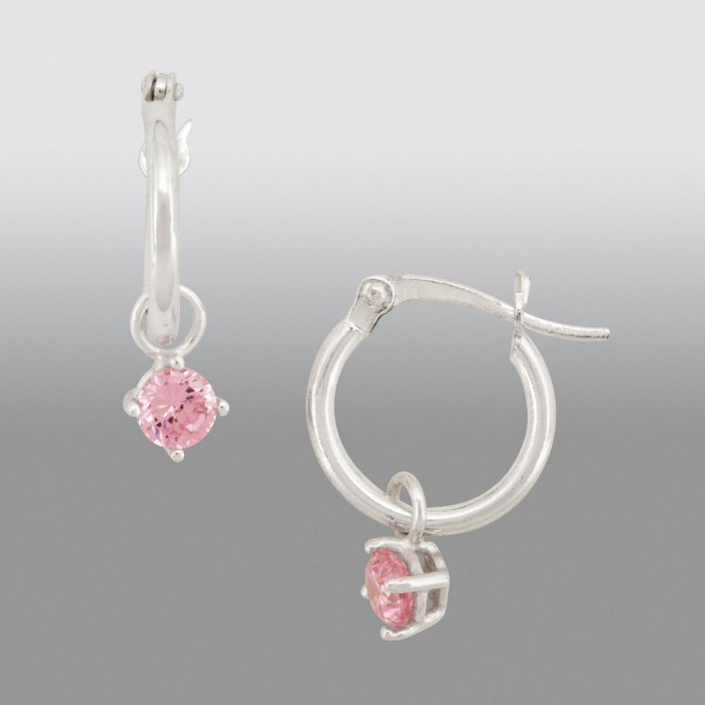 Disney Sterling Silver Princess Round Hoop Earrings with Pink Cubic Zirconia at Kmart.com