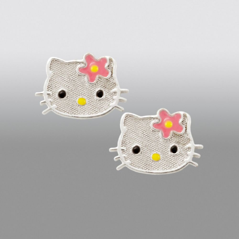 Hello Kitty Sterling Silver & Enamel Stud Earrings