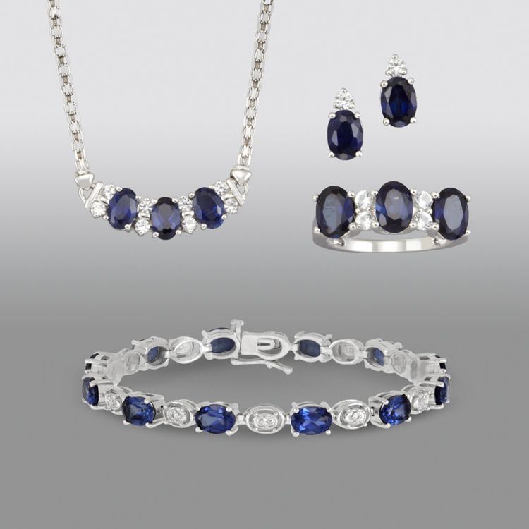 Lab Created Blue & White Sapphire 4-Piece Jewelry Set in Sterling Silver at Sears.com