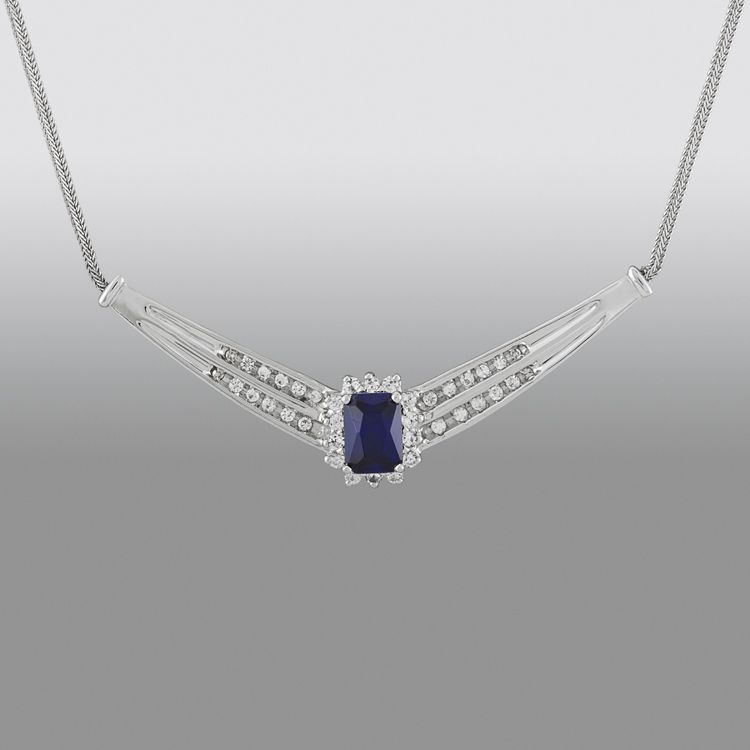 Lab Created Sapphire & Diamond Accent Necklace in Sterling Silver at Sears.com