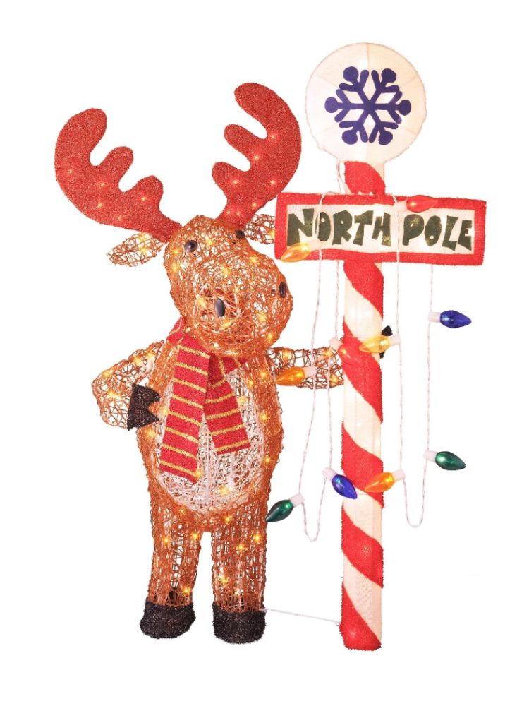 Trim a Home 42in Lighted Christmas Acrylic Moose With North Pole Sign price decreased by 47%