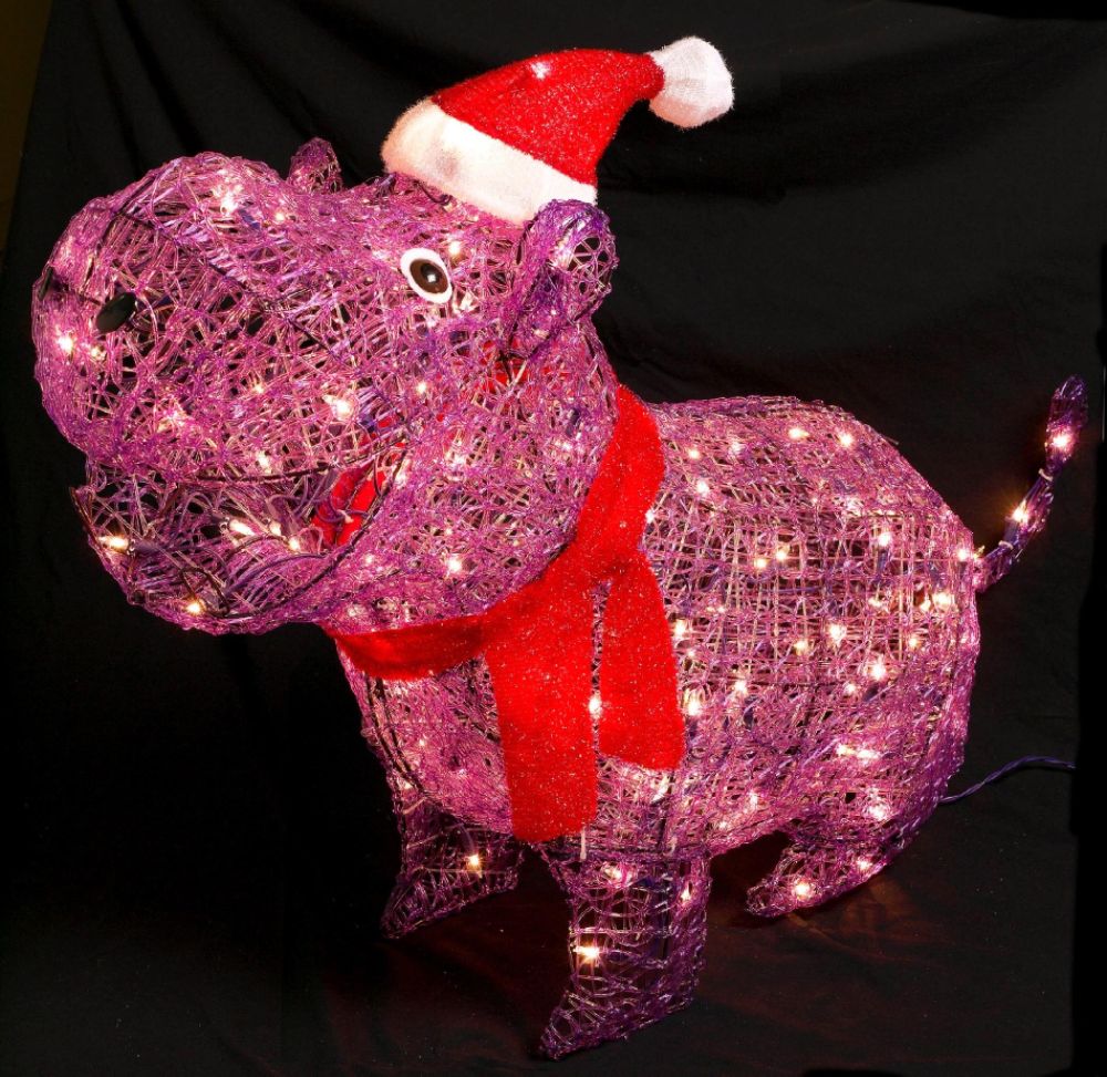 Trim a Home 36in Lighted Christmas Acrylic Purple Hippo price decreased by 47%