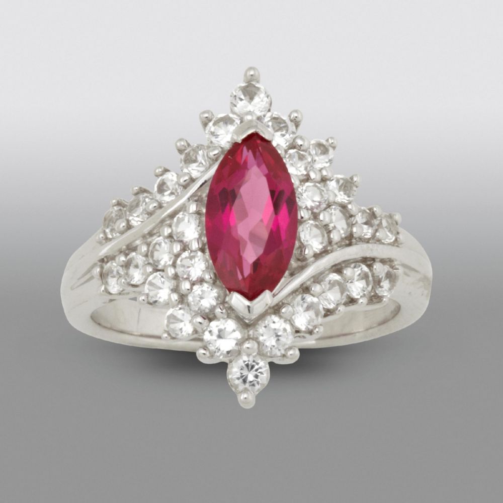 Pink and Purple Amethyst Heart Ring in Sterling Silver
