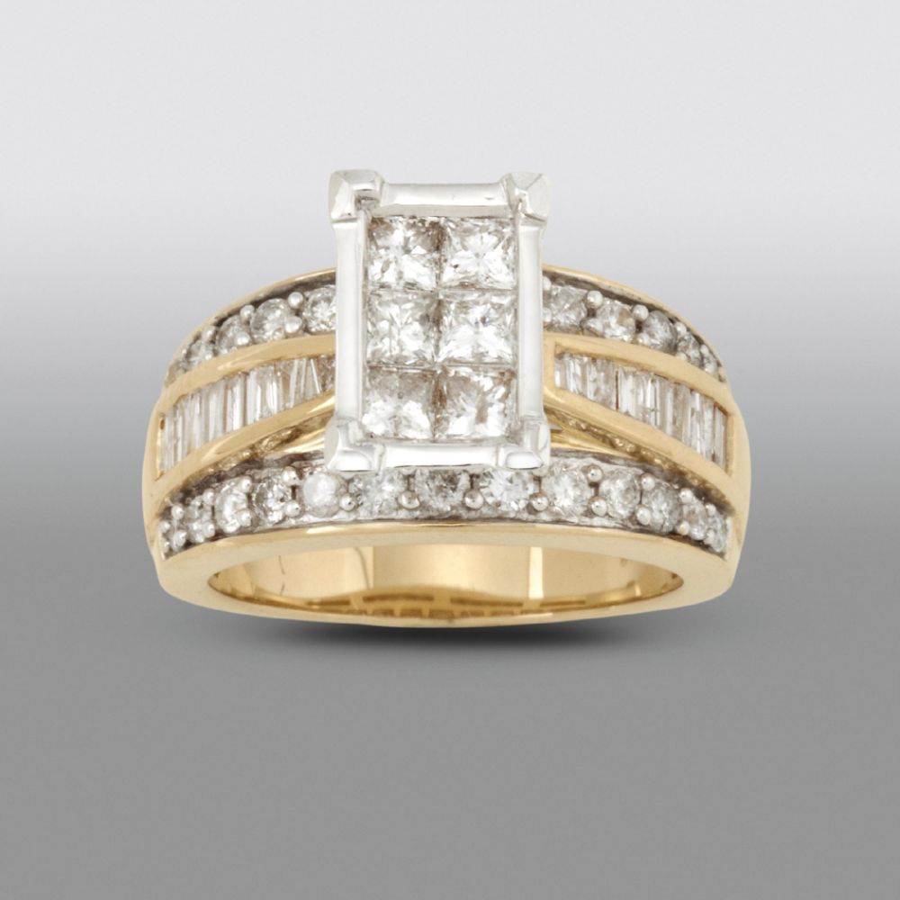 2 cttw Princess Composite & Round Diamond Engagement Ring in 14k YG at Sears.com